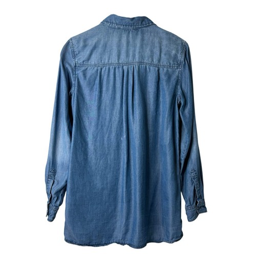 Michael Kors Women Chambray Shirt Size 4 Button Up Long Roll Tab Sleeve Cowgirl - Picture 2 of 9