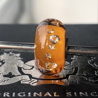Authentische Trollbeads Glasbead Neuseeland Limitiert Kristalle Orange Diamant