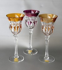 3 Lippert Weinrömer, Diamanthandschliff, farbig Überfangen, H.~  22cm, ~ Vintage