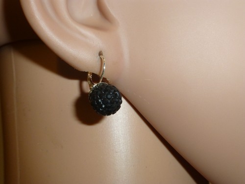 Ohrringe Brisur Silber 925 Kristall-Strass Kugel 10mm Grau Schwarz Weiß - Bild 11 von 11