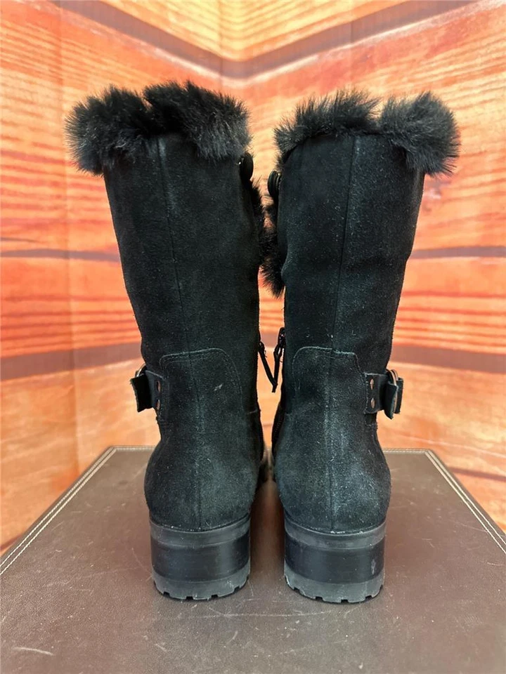 Talbots Tish Black Suede Fur Insulated Boots Size 6M TCA - Image 3 of 4