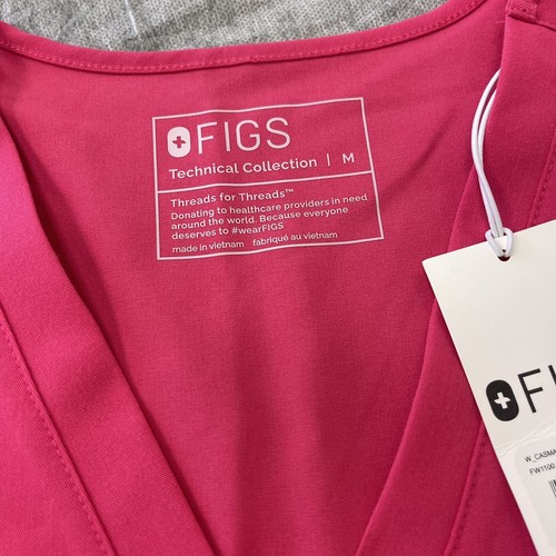 FIGS Size MEDIUM Fuchsia CASMA Pockets Short Sleeve Scrub Top Women’s NWT - Picture 3 of 8