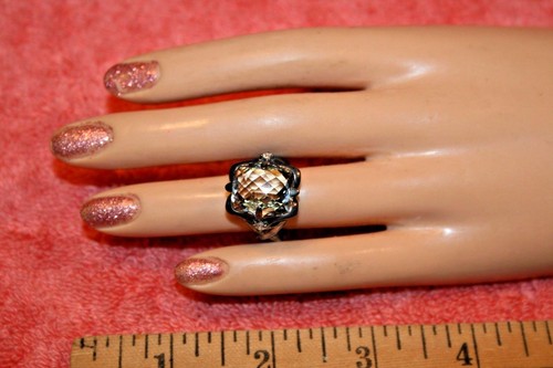 Designer Ann King Ring 18k Gold Sterling Big White Topaz Center Size 6 Ebay