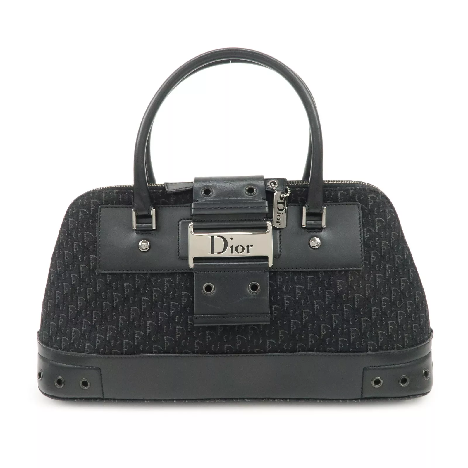 Authentique sac à main Christian Dior Street Chic trotteur toile cuir noir occasion F/S
