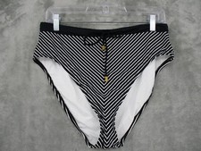 La Blanca Bikini Bottom 12 Striped High Leg High Waist Lined Beach Resort New