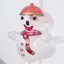 Hand Blown Art Glass from ITALY Snowman Art Candle Holder  Parise Vetro Art Work