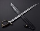 Custom Handmade 32 Inches Damascus Steel Cutlass Rapier Real Sword With Sheath