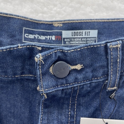 Carhartt FR Jeans Herren 28x34 Blau Flame Resistant Carpenter Loose Fit Denim Hose - Bild 7 von 15