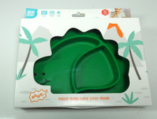 Bumkins Silicone Grip Dish Green Dinosaur 6 Mos Infant Toddler NEW FAST SHIPPING