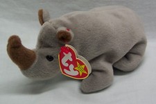 TY Beanie Baby SPIKE THE GRAY RHINO 7" Bean Bag Stuffed Animal Toy 1996 NEW
