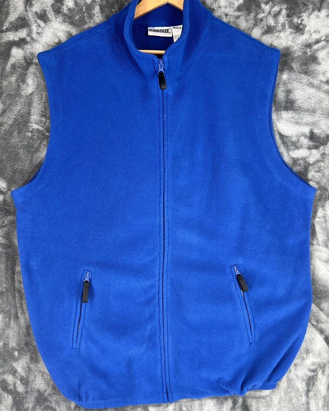 KingSize Fleece Vest Men’s Size XL Blue Full Zip Jacket Pockets Comfy Outdoors