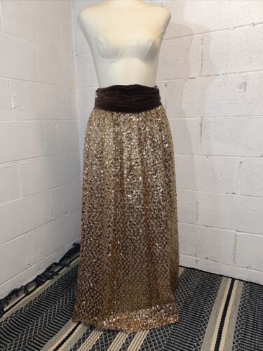 VTG Lillie Rubin Collection 700 gold Sequin Skirt 28” waist disco STUNNING B2