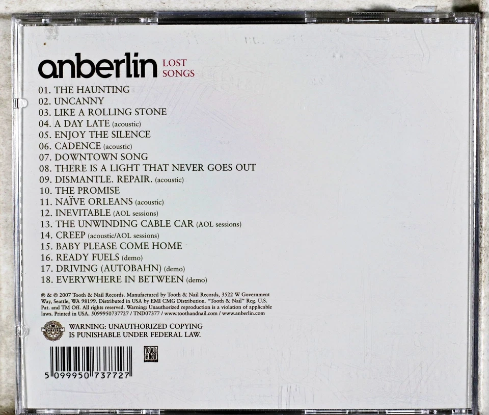 Anberlin - Lost Songs (CD 2007) - image 3 of 3