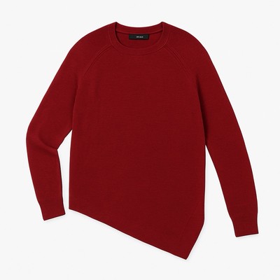 Hugo Boss Red Sweater L   Asymmetrical Hem Knit Pullover   New No Tags