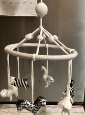 Baby s Crib Mobile Black White Cloth Jungle Animals