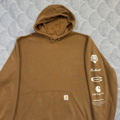 Carhartt 106228 Calce Suelto Peso Medio Gráfico Manga Pullover Sudadera con Capucha Marrón Hombres XL - Imagen 2 de 11