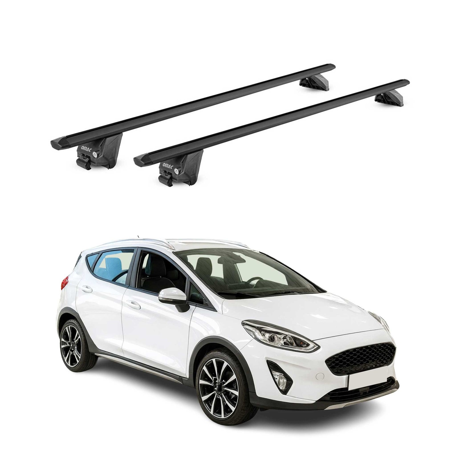 Barres de toit haut de gamme alu noir profilé pour Ford Fiesta VII Active 2018-2023