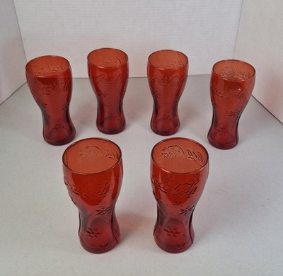 Set Of 6 Pasabahce 13oz Coca Cola Red Snowflake Glasses Tumblers Holiday Winter