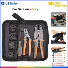 Wire Crimping Tool Set Alloy Steel Insulated Non-Insulated Terminals for Elec...