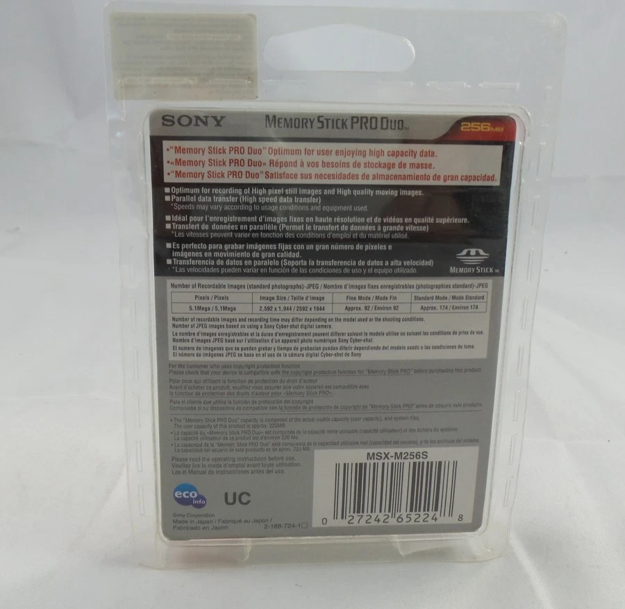 Sony 256 MB Memory Stick Pro Duo Flash Memory Card (MSXM-256S) - Image 2 of 2