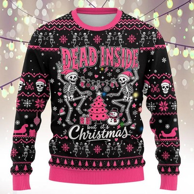 Dead Inside Christmas Skull Graphic Ugly Sweatshirt Holiday Fun