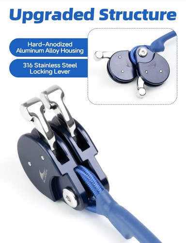 BLUEWING Lega di Alluminio Anodizzato Rigido Blu Water Outrigger Line Lock PRO - Foto 31 di 63
