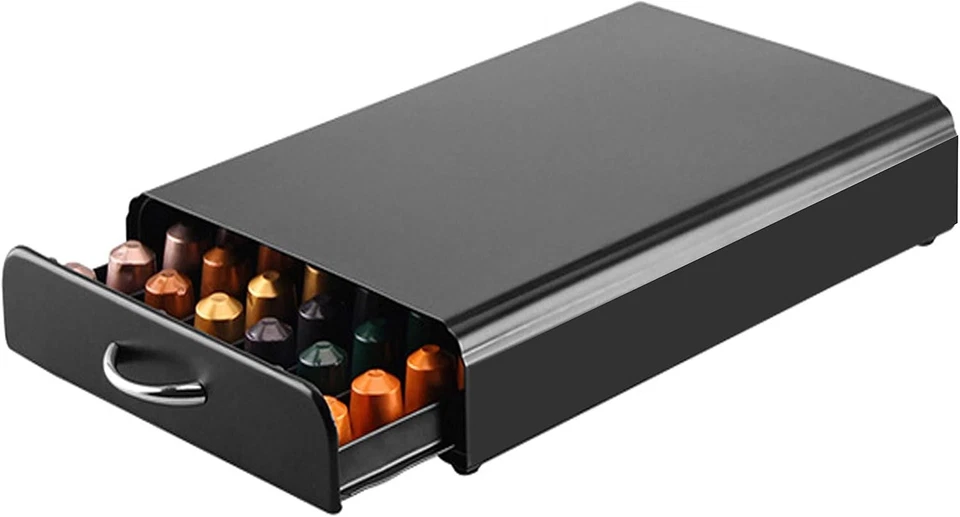 Cajón de almacenamiento con soporte para cápsulas Amazon Basics Nespresso, capacidad para 50 cápsulas, negro - Imagen 1 de 4