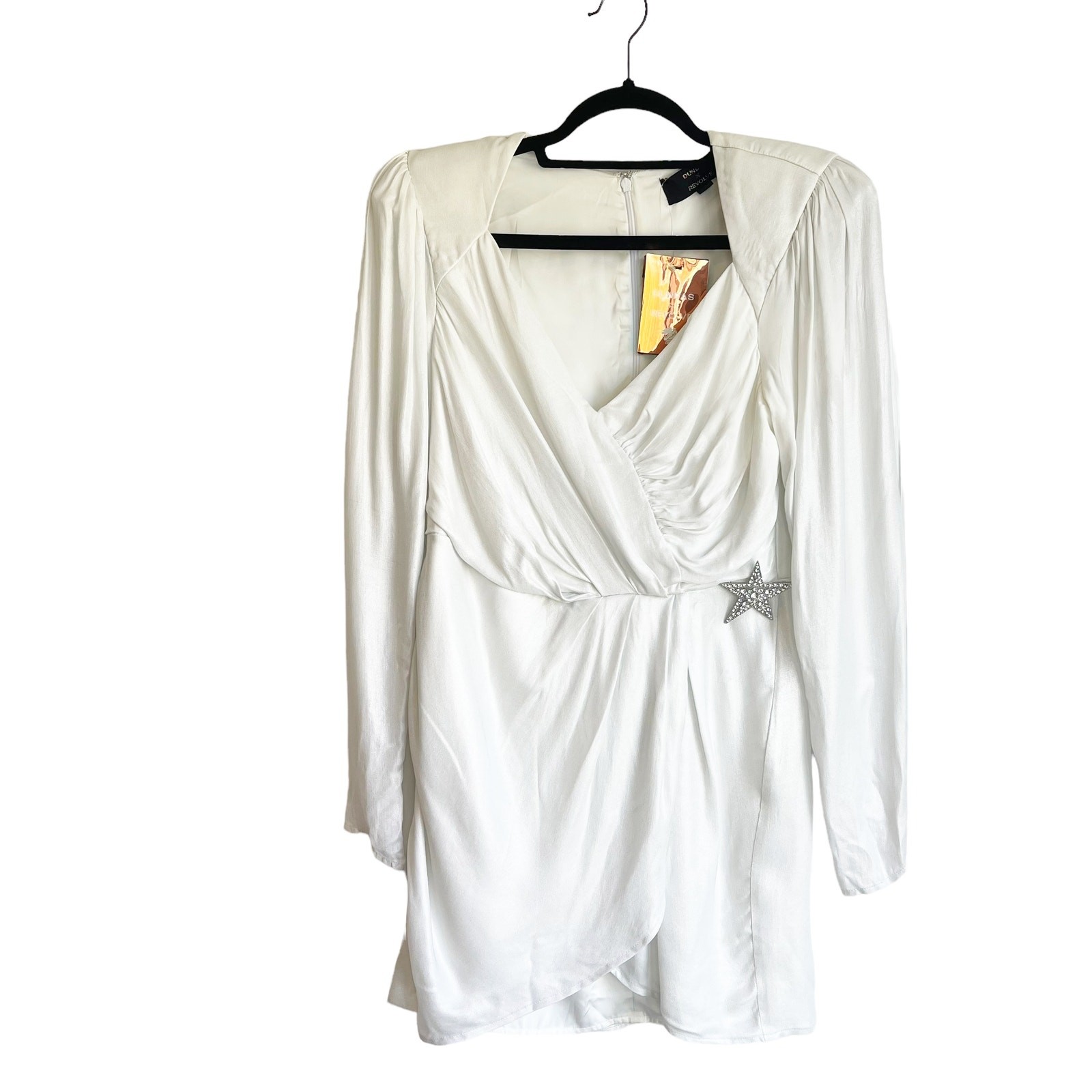 DUNDAS x REVOLVE Harlow Mini Dress in Metallic Ivory Women's Size L NWT image 5