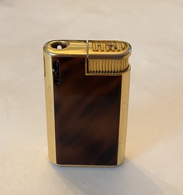 Vintage Gold & Tortoise Color Japan 3.75'' Mini Hadson Refillable Lighter 1960 s