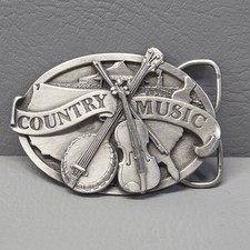 1984 Siskiyou Country Music Belt Buckle E-29 Banjo Fiddle Pewter USA Bin B