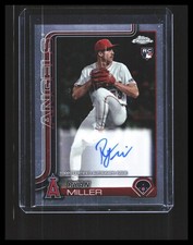 2025 Ryan Miller Rookie Card Auto - Topps Chrome #RA-RM Los Angeles Angels . rookie card picture