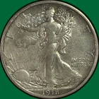 1918-D Walking Liberty Half Dollar Very Fine VF Coin, Scrape #41278