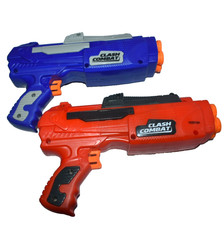 Adventure Force Clash Combat Dart Blasters Set Of 2 guns Red Blue Buzz Bee Toy