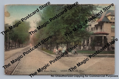 #ad North Water Street UHRICHSVILLE Ohio Hand Colored Antique Albertype 1911 $16.99