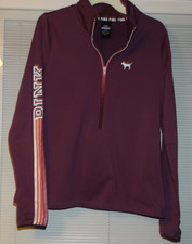 Victoria's Secret PINK Ultimate Half Zip Pullover Berry Ombre sz L thumb holes