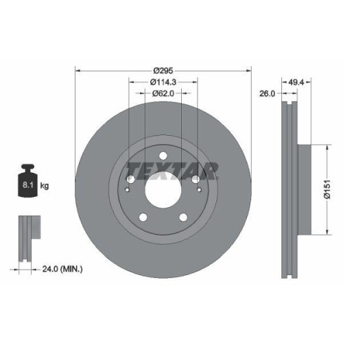 Textar 92168003 Bremsscheibe Vorderachse FüR Toyota-image