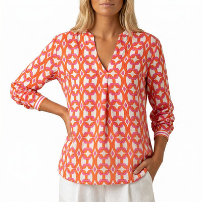 Aniston Casual Bluse Damen Viskose Grafik Druck V-Ausschnitt Gr 36-48 (7112)