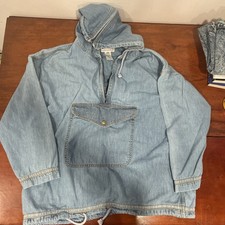 Vintage Arizona Denim Hoodie, Pouch, Zipper Hood, Large