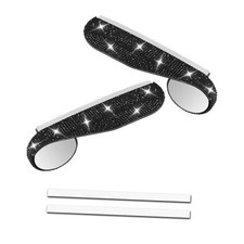 2PCS Bling Car Side Mirror Rain Visor Guard, Rhinestones Car Rear View Black