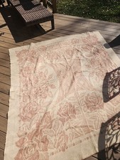 Vintage Golden Dawn Blanket 100% Wool ~ Roses Pink Cream 80