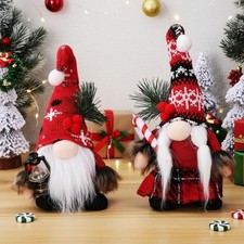 2Pcs Christmas Gnomes Decorations: Plush Couple Elf Santa Gnomes Doll for Xma...