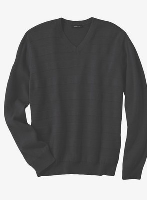 NWT Van Heusen Men's Subtle Striped V-Neck Cotton Knit Sweater Gray MRP 60