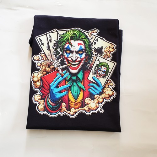 JOKER playing cards colourful T-SHIRT Black small to XXXL sizes to choose - Picture 2 of 3