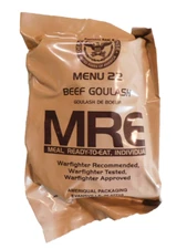 MRE Meal Beef Goulash Menu 22 Ready to Eat US Military INSP 2024 Ration Heater