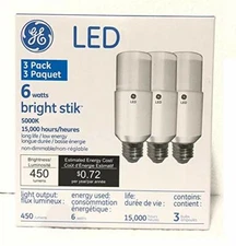 GE 35519 bright stik LED Lamp 40 watt equivalent, E26 Medium Base, 5000K