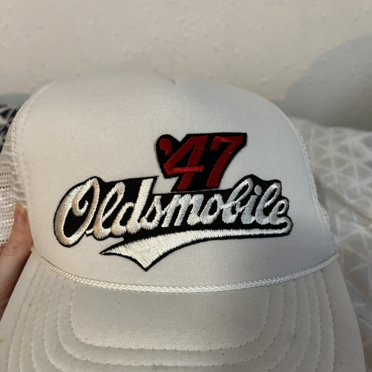 Vintage 80s 90s Oldsmobile SnapBack Trucker Hat White One Vintage 80s 90s Oldsmobile SnapBack Trucker Hat White One