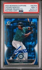 2023 Bowman #BCP58 Lazaro Montes Sapphire Refractor PSA Auto 9/10