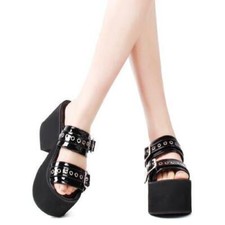 Women Summer Fashion Punk Peep Toe Buckle Strap Slipper Thicken Platform Sandals