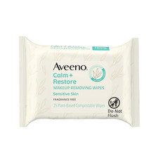 Aveeno Calm  Restore Unscented Makeup Remover Face Wipes, Fragrance Free, 25 Ct