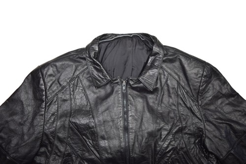 Leather Jacket Mens Medium Diamond Plate Buffalo Motorcycle Biker Patchwork - Picture 5 of 10